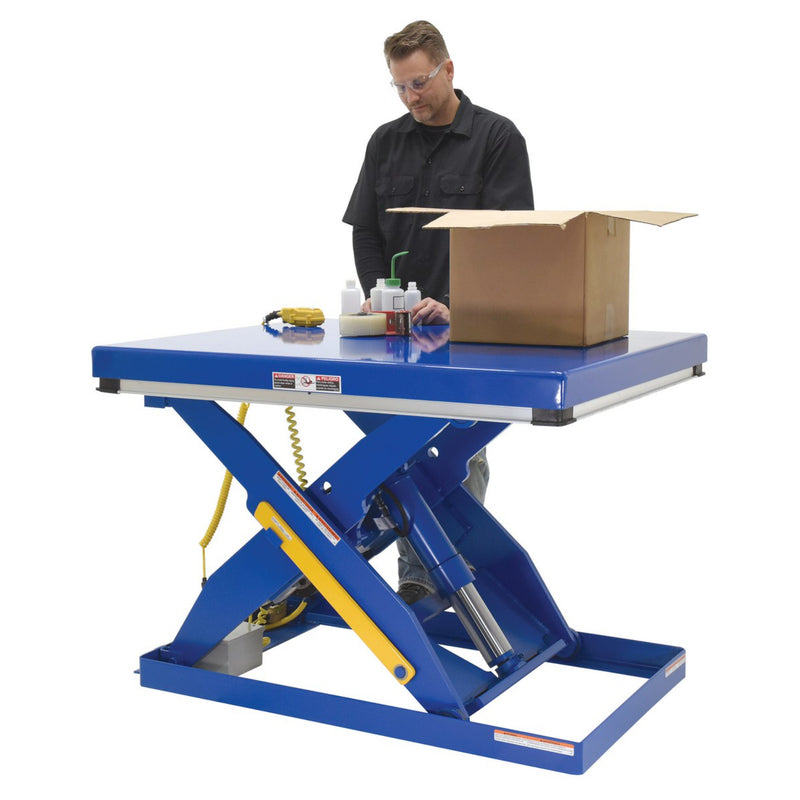 Vestil Steel Quick Ship Electric Hydraulic Lift Table 40 In. x 48 In. 3000 Lb. Capacity Blue - EHLT-4048-3-43-QS