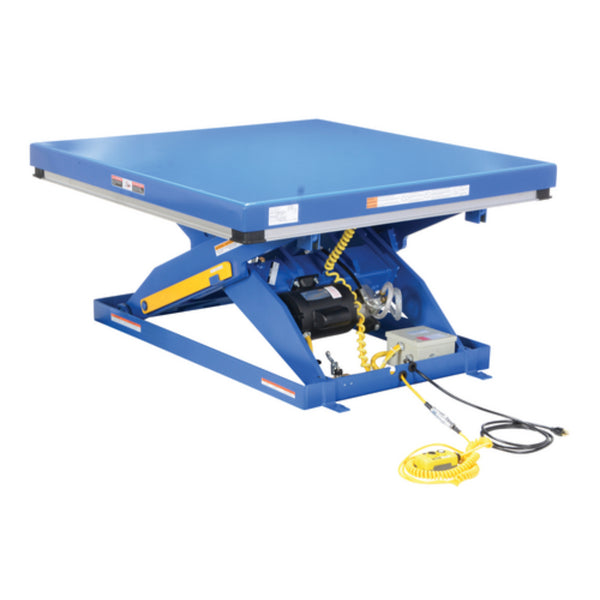 Vestil Steel Quick Ship Electric Hydraulic Lift Table 48 In. x 48 In. 4000 Lb. Capacity Blue/Silver - EHLT-4848-4-43-QS