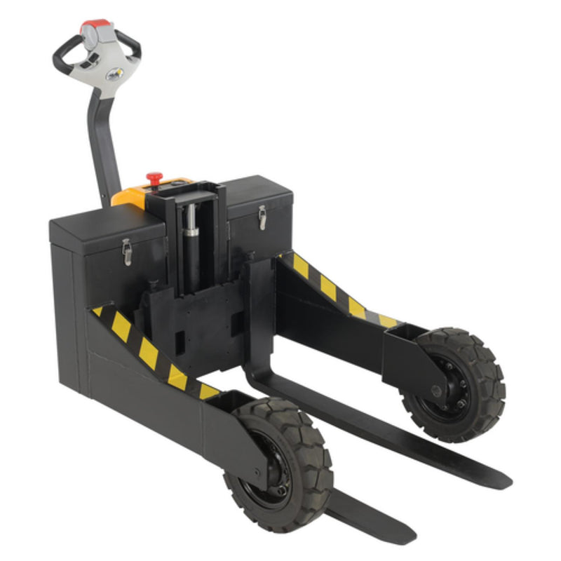 Vestil Steel Rough Terrain Electric Pallet Truck DC Powered AC Drive Motor 24 In. Inside Width 3000 Lb. Capacity Black / Yellow - RT-EPT-3-24