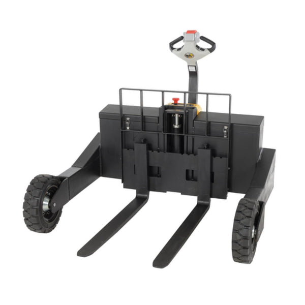 Vestil Steel Rough Terrain Electric Pallet Truck DC Powered AC Drive Motor 48 In. Inside Width 3000 Lb. Capacity Black / Yellow - RT-EPT-3-48