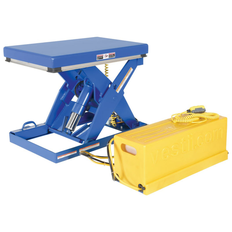Vestil Steel Single Leg Shorty Scissor Lift Table 24 In. x 36 In. 2000 Lb. Capacity Blue - EHLTS-2436-2-31