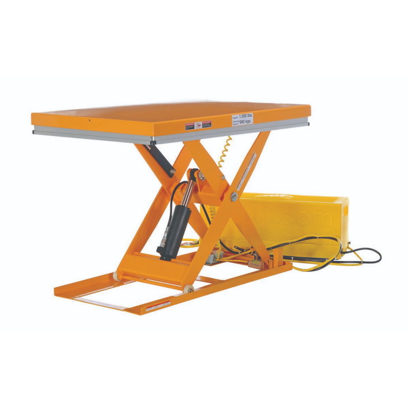 Vestil Steel Work Station Electric Hydraulic Scissor Table 32 In. x 48 In. 1500 Lb. Capacity Yellow - EHLT-WS-3248-1.5-36