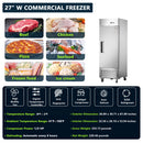 27"W Commercial Freezer 19 cu. ft. Single Solid Door Reach-In Freezer