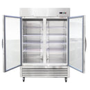 54"W Commercial Refrigerator 42 cu. ft. 2 Glass Door Reach In Refrigerator