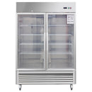 54"W Commercial Refrigerator 42 cu. ft. 2 Glass Door Reach In Refrigerator