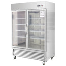 54"W Commercial Refrigerator 42 cu. ft. 2 Glass Door Reach In Refrigerator