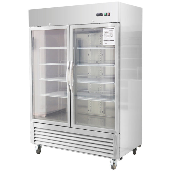 54"W 42 cu. ft. Commercial 2 Glass Door Reach In Refrigerator