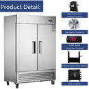 54"W Commercial Freezer 42 cu. ft. 2 Solid Door Reach-In Freezer